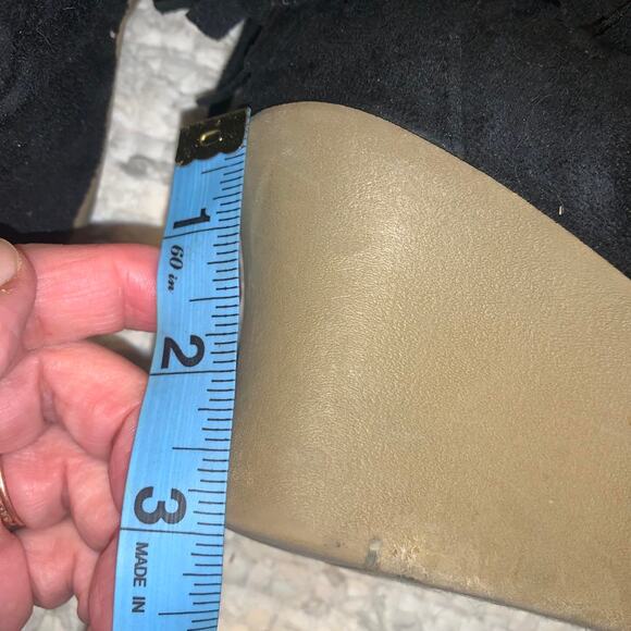 BLACK FRINGED BEADED MOCCASIN RUBBER WEDGE ANKLE BOOTS -FESTIVAL, BEYONCE 8 - Picture 3 of 4